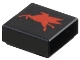 Lego part: Tile 1 x 1 with Red Mobil Pegasus Logo Model Left Side