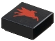 Lego part: Tile 1 x 1 with Red Mobil Pegasus Logo Model Right Side