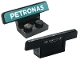 Part No: 30925pb05  Name: Vehicle, Spoiler 1 x 4 on 1 x 2 Base with White 'PETRONAS' on Dark Turquoise Background and White 'INEOS' Pattern (Stickers) - Set 76909