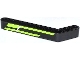 Lot ID: 116832690  Part No: 32271pb007R  Name: Technic, Liftarm, Modified Bent Thick 1 x 9 (7 - 3) with Lime Stripes Pattern (Sticker)