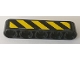 Part No: 32316pb029L  Name: Technic, Liftarm Thick 1 x 5 with Black and Yellow Danger Stripes Pattern Model Left Side (Sticker) - Set 42082