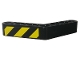 Part No: 32348pb012  Name: Technic, Liftarm, Modified Bent Thick 1 x 7 (4 - 4) with Black and Yellow Danger Stripes Pattern Facing Center (Sticker) - Set 9397