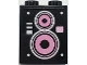 Part No: 3245cpb173  Name: Brick 1 x 2 x 2 with Inside Stud Holder with Bright Pink, Metallic Pink and White Concentric Circles Speaker Pattern (Sticker) - Set 41349