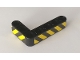 Part No: 32526pb018L  Name: Technic, Liftarm, Modified Bent Thick L-Shape 3 x 5 with Black and Yellow Danger Stripes Pattern Model Left Side (Stickers) - Set 42082