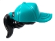 Part No: 35660pb08  Name: Minifigure, Hair Combo, Hair with Hat, Ponytail with Molded Dark Turquoise Ball Cap Pattern