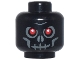 Part No: 3626bpb0270  Name: Minifigure, Head Skull with Red Eyes, Dark Bluish Gray Eye Shadow, Nostrils, and Cheek Lines, Furrowed Brow, Evil Grin Pattern - Blocked Open Stud