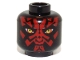 Part No: 3626cpb0982  Name: Minifigure, Head Alien with SW Darth Maul, Red Face and Narrowed Eyes Pattern - Hollow Stud