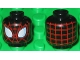 Part No: 3626cpb1449  Name: Minifigure, Head Alien with Spider-Man Red Web Pattern (Miles Morales) - Hollow Stud