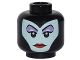 Part No: 3626cpb1561  Name: Minifigure, Head Female Balaclava with Light Aqua Face, Medium Lavender Eye Shadow, Pointed Eyebrows, Red Lips Pattern (Maleficent) - Hollow Stud