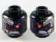 Minifig Head Nindroid, Dark Purple Lines, Red Eye, Gritted Teeth, Silver Armored Right Side / Silver Armored Left Side Print