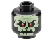 Part No: 3626cpb3198  Name: Minifigure, Head Alien Yellowish Green Skull with Red Eyes Pattern - Hollow Stud