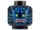 Part No: 3626pb0844  Name: Minifigure, Head Alien with Lime Eyes, Blue Markings, Angry Open Red Mouth with Sharp Teeth Parted Pattern