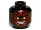 Part No: 3626pb0845  Name: Minifigure, Head Alien with Lime Eyes, White Fangs, Red Face Decorations and Dark Red Mouth Pattern