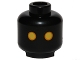 Part No: 3626pb1159  Name: Minifigure, Head Alien with SW Jawa, Yellow Eyes with Orange Rim Pattern