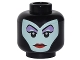 Part No: 3626pb1561  Name: Minifigure, Head Female Balaclava with Light Aqua Face, Medium Lavender Eye Shadow, Pointed Eyebrows, Red Lips Pattern (Maleficent)