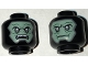Part No: 3626pb1576  Name: Minifigure, Head Dual Sided Alien Balaclava with Sand Green Skin, Dark Gray Eyes, Neutral / Angry Open Mouth with Teeth Pattern