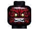 Part No: 3626pb1664  Name: Minifigure, Head Alien with Lime Eyes, White Fangs and Dark Red Face Decorations Pattern