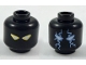 Part No: 3626pb1945  Name: Minifigure, Head Dual Sided Alien with White Eyes with Yellow Outline / Sand Blue Electricity Pattern