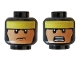 Part No: 3626pb2257  Name: Minifigure, Head Dual Sided Balaclava with Yellow Headband, Nougat Face, Frown / Bared Teeth Pattern