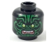 Part No: 3626pb2288  Name: Minifigure, Head Alien with Lime Eyes, White Fangs, Green Face Decorations and Dark Red Mouth Pattern
