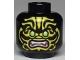 Part No: 3626pb2298  Name: Minifigure, Head Alien with Lime Eyes, White Fangs, Yellow Face Decorations and Dark Red Mouth Pattern