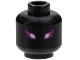 Part No: 3626pb3054  Name: Minifigure, Head Alien with White Eyes with Magenta Flames Pattern