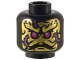 Part No: 3626pb3212  Name: Minifigure, Head Alien Magenta Eyes, Gold and Yellow Face, and Dark Purple Ink Lines Pattern