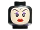 Part No: 3626pb3293  Name: Minifigure, Head Female Light Nougat Face with Eyebrows, Medium Lavender Eye Shadow, Red Lips, Frown Pattern