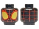 Part No: 3626pb3553  Name: Minifigure, Head Alien with Spider-Man Red Webbing, Large Gold Eyes with Red Borders Pattern