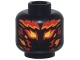 Part No: 3626pb3606  Name: Minifigure, Head Alien with Yellow Eyes and Red and Orange Flames Pattern
