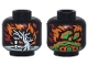 Lego part: Minifigure, Head without Face with White Tree in Orange and Red Flames, Bright Green Hobbit Hill in Flames Pattern (Palantír, Palantir)