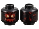 Part No: 3626pb3627  Name: Minifigure, Head Alien Skull with Red Eyes and Jagged Mouth, White and Yellow Pupils, Dark Red Contours Pattern