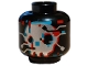 Lego part: Minifigure, Head Alien Silver Face, Dark Turquoise and Red Outline, Rectangles and Squares Pattern