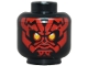 Part No: 3626pb3903  Name: Minifigure, Head Alien with SW Darth Maul, Red Face, Bright Light Orange Eyes without Pupils, White Glints, Neutral Pattern
