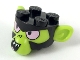 Part No: 38458pb01  Name: Minifigure, Head, Modified Mojo Jojo with Lime Ears and Face, Pink Eyes Pattern