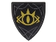Part No: 3846pb042  Name: Minifigure, Shield Triangular  with Gold Goblin King Eye Pattern