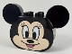 Part No: 39921pb01  Name: Duplo, Brick 2 x 4 x 2 Rounded Ends and Mouse Ears, Light Nougat Minnie Mouse Face Pattern