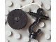 Part No: 41169c04  Name: Duplo Winch Drum Narrow with White String and Black Hook with Stud Case and Horizontal Bar
