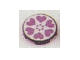 Lot ID: 258306992  Part No: 4150pb033  Name: Tile, Round 2 x 2 with Scala Six Purple Hearts Pattern