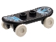 Part No: 42511c05pb06  Name: Minifigure, Utensil Skateboard Deck with Medium Blue and White City Skyline Pattern with White Wheels (42511pb06 / 2496)