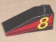 Part No: 4286pb005  Name: Slope 33 3 x 1 with Yellow Number 8 on Red Stripes Pattern Model Left Side (Sticker) - Set 8818
