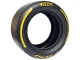 Part No: 4410pb02  Name: Tire 81.6mm D. x 44mm Smooth with Yellow 'PIRELLI', 'P ZERO' and Arcs Pattern