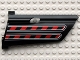 Part No: 44350pb011  Name: Technic, Panel Fairing #20 Large Long, Small Hole, Side A with Red / Black Diagonal Stripes Pattern (Sticker) - Set 8285