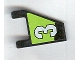 Lot ID: 170608924  Part No: 44676pb002R  Name: Flag 2 x 2 Trapezoid with White Number 3 on Lime and Black Background Pattern Model Right Side (Sticker) - Set 8356