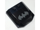 Part No: 45677pb139  Name: Wedge 4 x 4 x 2/3 Triple Curved with Dark Bluish Gray Batman Logo on Black Background Pattern (Sticker) - Set 70917