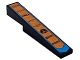 Lot ID: 404207890  Part No: 4569pb001  Name: Slope 10 6 x 1 with Orange and Dark Azure Pointed Stripe and 'Hilton', 'alteryx', 'DELL', 'vmware', 'webex', 'CNBC', 'OKX' and 'PIRELLI' Logos Pattern