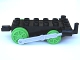 Part No: 4580c05  Name: Duplo, Train Steam Engine Chassis with Light Bluish Gray Drive Rod, 4 Bright Green Wheels, and Black Tow Hook