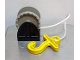 Part No: 4654c02  Name: Duplo Hose Reel Holder 2 x 2 with Light Gray Drum, Yellow Hook, String