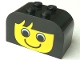 Part No: 4744px9  Name: Slope, Curved 4 x 2 x 2 Double with 4 Studs with Yellow Face with Eyes and Smile Pattern