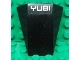 Part No: 47753pb035  Name: Wedge 4 x 4 Triple Curved No Studs with White 'YUBI' on Black Background Pattern (Sticker) - Set 8492